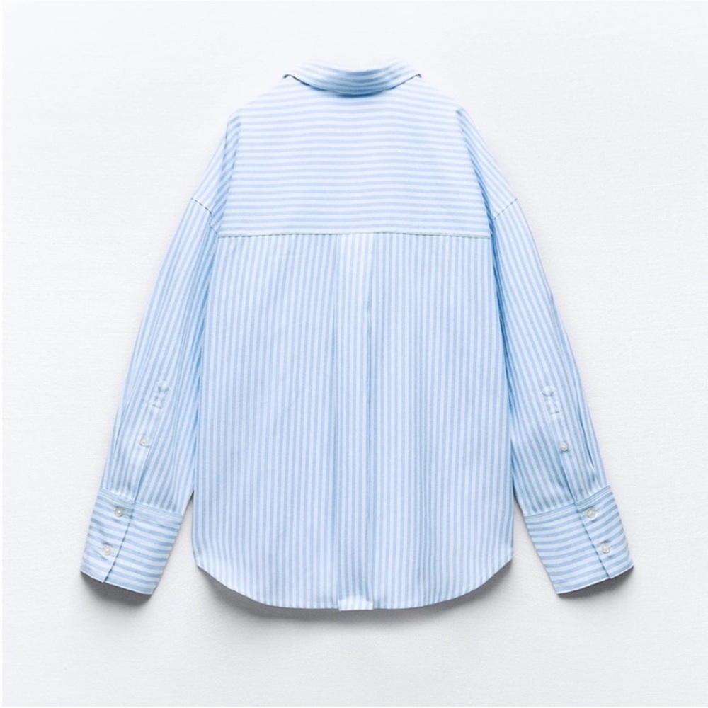 Zara cotton blend striped button down oxford shirt - Picture 2 of 4